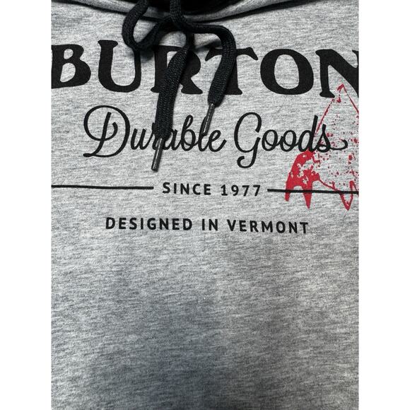 Burton Pullover Hoodie Gray Black Mountain Graphic Lightweight Sweatshirt SZ L - Picture 3 of 11